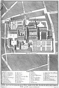 Vue septentrionale de l'abbaye de Saint Germain des Prés