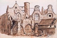 Saint-Jacques-l'Hôpital rue Mauconseil pendant sa démolition, 24 avril 1823